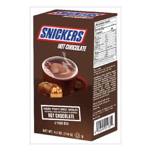 Snickers Milk Chocolate Caramel, Peanut & Nougat Flavored Hot Cocoa Sticks - 6 Count