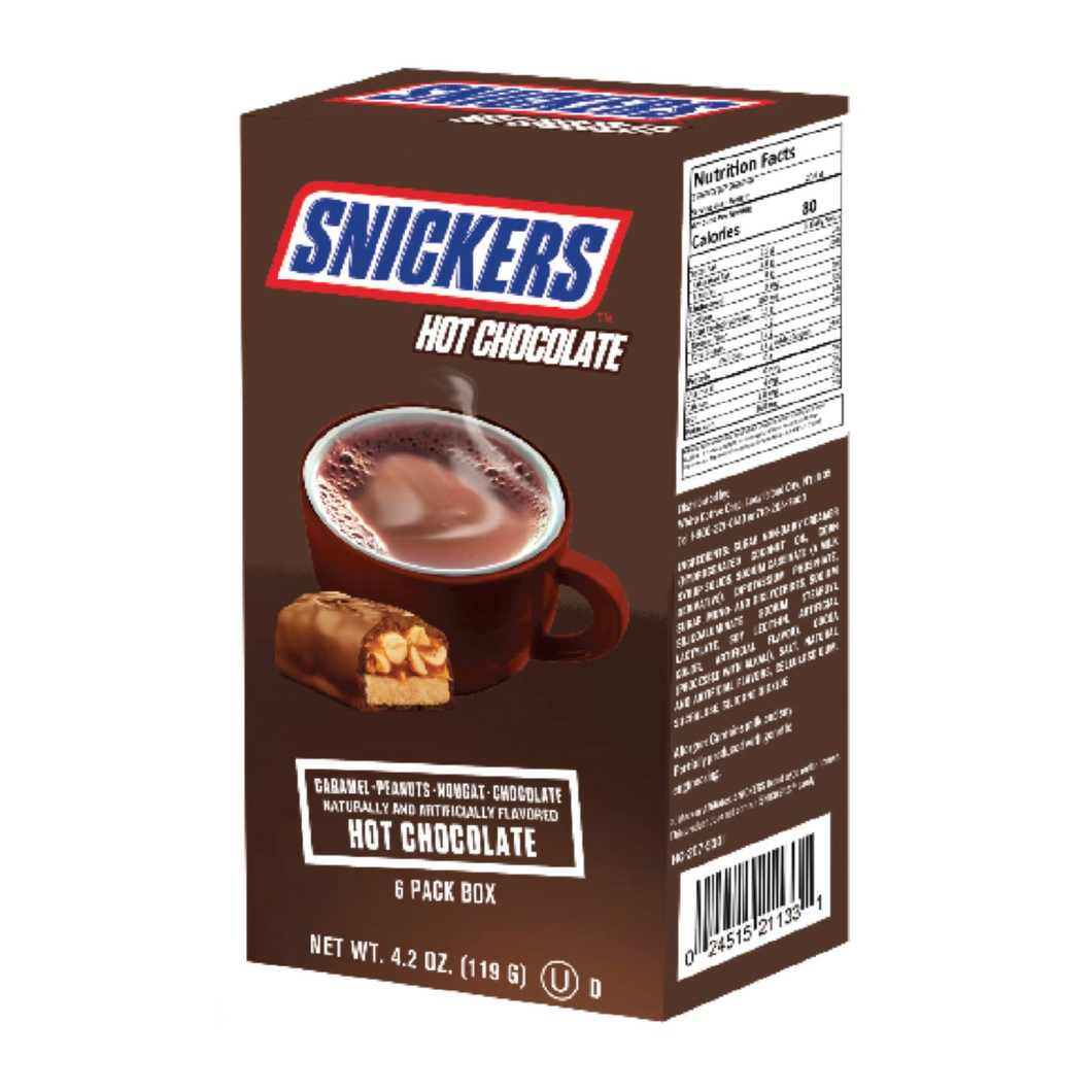 Snickers Milk Chocolate Caramel, Peanut & Nougat Flavored Hot Cocoa Sticks - 6 Count