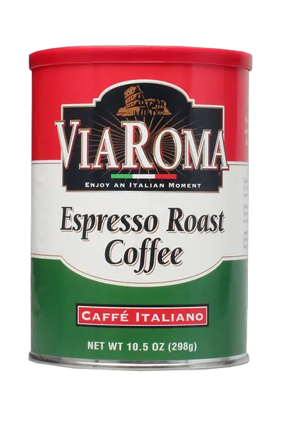 VIA ROMA Italian Dark Roasted Espresso Blend Ground Coffee Can - 10.5 Ounce