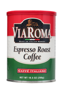 VIA ROMA Italian Dark Roasted Espresso Blend Ground Coffee Can - 10.5 Ounce (Case of 6)