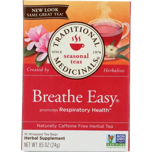 Traditional Medicinals Breathe Easy Caffeine Free Herbal Tea Bags - 16 Count