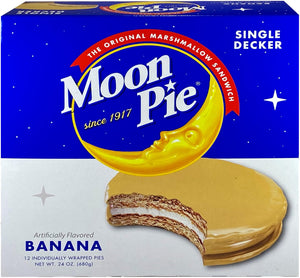 MoonPie Single Decker Banana Flavored Marshmallow Sandwich - 12 Count