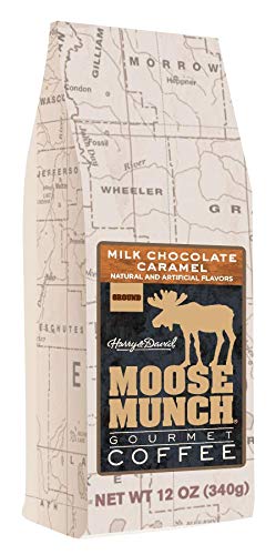 Moose Munch Milk Chocolate Caramel Flavored Ground Coffee -12 Ounce