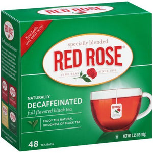 Red Rose Naturally Decaffeinated Black Tea Bags - 48 Count