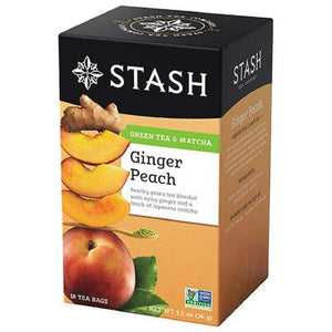 Stash Tea Matcha Green Tea With Ginger Peach - 18 Count