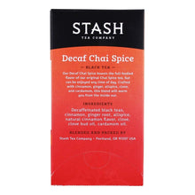 Stash Tea Decaf Chai Spice Black Tea Bags - 18 Count