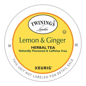 Twinings Lemon & Ginger Caffeine Free Herbal Tea K-Cups - 24 Count
