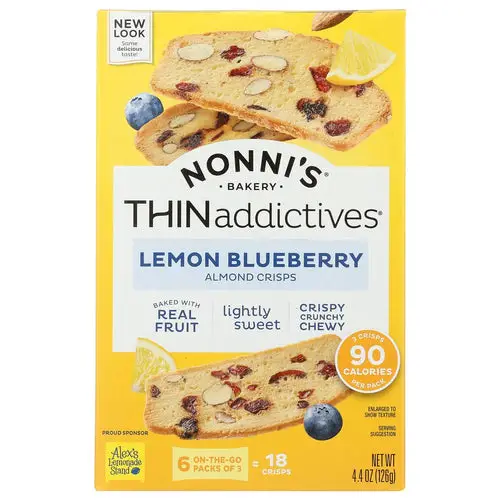 Nonni's THINaddictives Almond Thin Cookies - Lemon Blueberry Biscotti - 18 Count