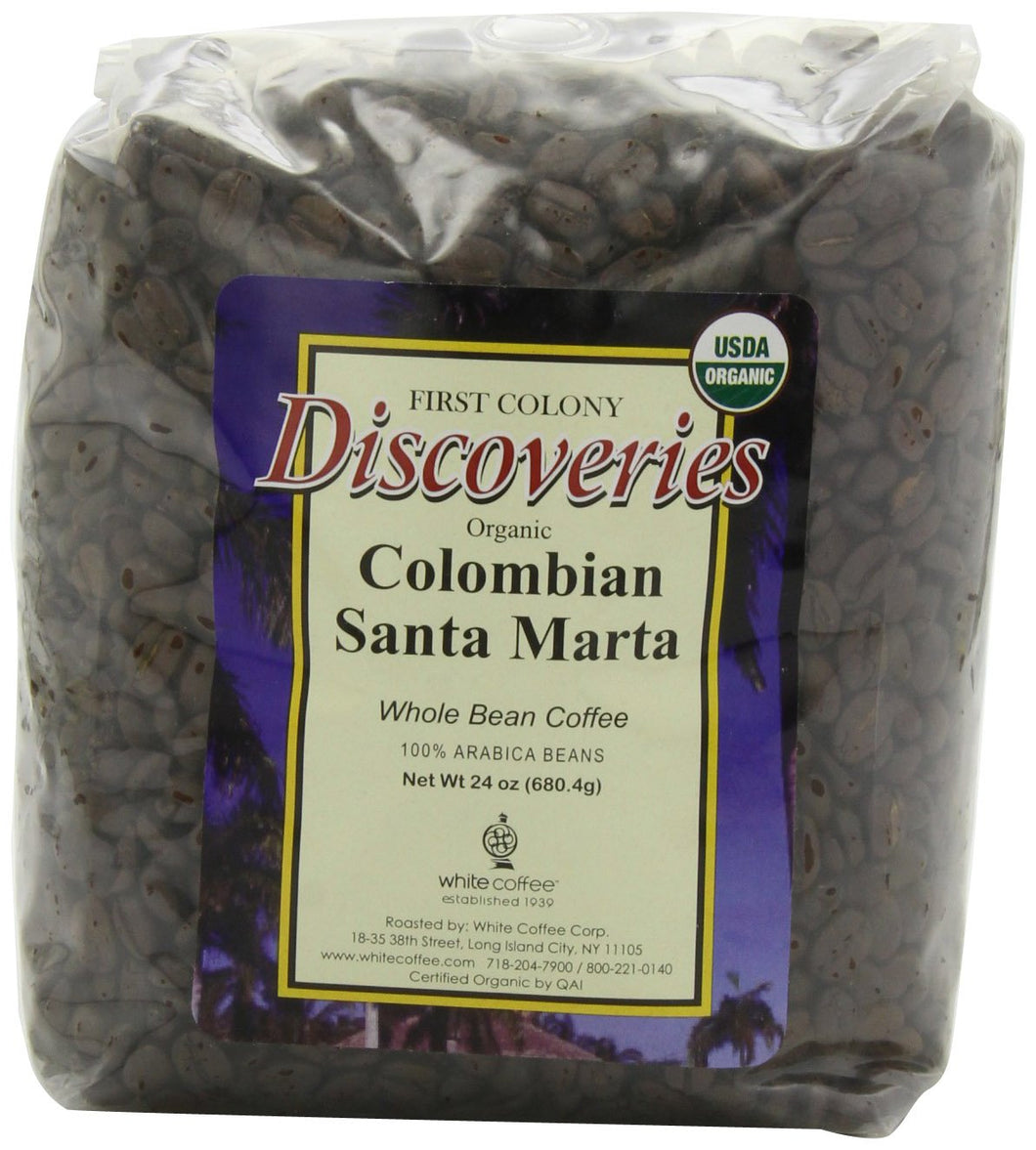 First Colony Organic Coffee Colombian Santa Marta Whole Bean - 24-Ounce