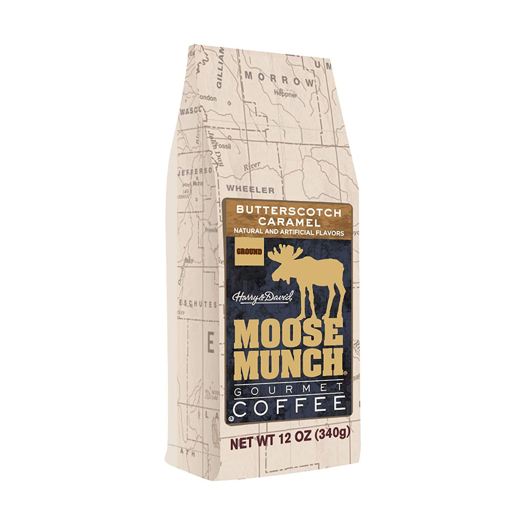 Moose Munch Butterscotch Caramel Flavored Ground Coffee - 12 Ounce