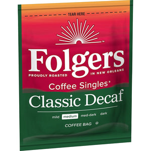 Folgers Decaf Coffee Singles Classic Roast Medium Roast Coffee - 19 Count