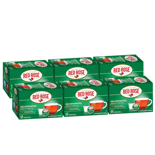Red Rose Naturally Decaf Black Tea Single Serve Cups - 12 Count (Case of 6)