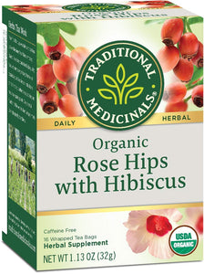 Traditional Medicinals Rose Hips Hibiscus Caffeine Free Herbal Tea - 16 Count