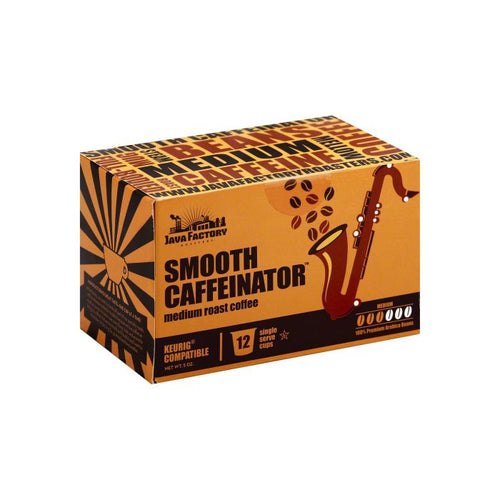 Java Factory Smooth Caffeinator Medium Roast Single Serve Coffee - 12 Count