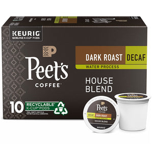 Peet's House Blend Decaf Single Serve K Cups - 10 Count