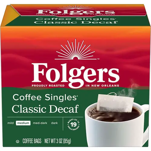 Folgers Decaf Coffee Singles Classic Roast Medium Roast Coffee - 19 Count