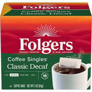 Folgers Decaf Coffee Singles Classic Roast Medium Roast - 19 Count (Case of 4)