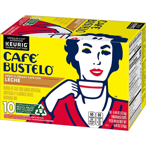 Café Bustelo Café con Leche Espresso Style Coffee K-Cups - 10 Count (Case of 6)