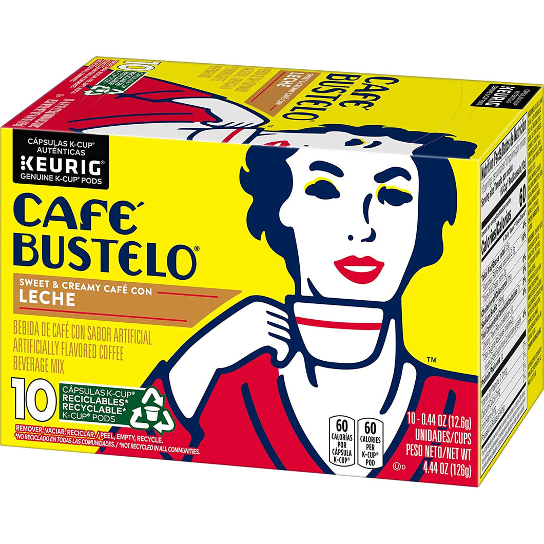 Café Bustelo Café con Leche Espresso Style Coffee K-Cups - 10 Count (Case of 6)