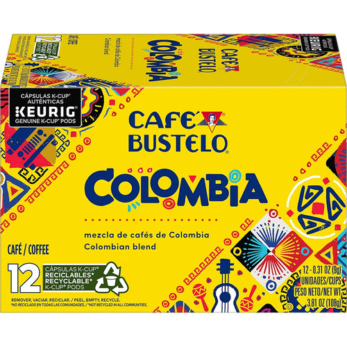 Café Bustelo 100% Colombian Medium Roast Coffee K-Cups - 12 Count (Case of 6)