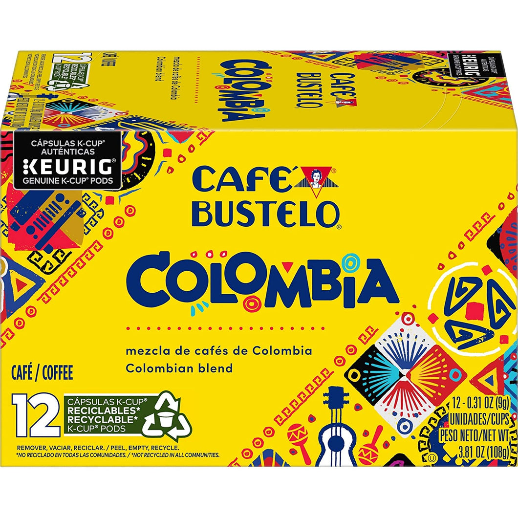 Café Bustelo 100% Colombian Medium Roast Coffee K-Cups - 12 Count (Case of 6)