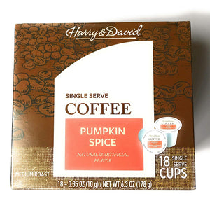 Harry & David Pumpkin Spice Flavored Single Serve Coffee Cups