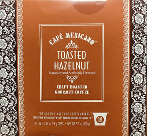 Cafe Mexicano Toasted Hazelnut Single Serve Coffee Cups - 18 Count