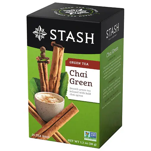 STASH TEA: Chai Green Tea 20 Tea Bags, 1.3 oz