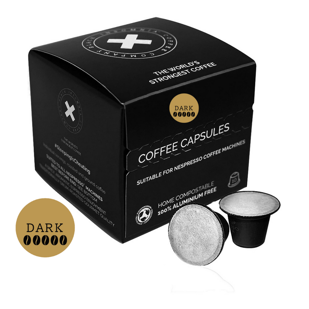 Black Insomnia Coffee Nespresso Compatible Caffeinated Pods - Dark Roast