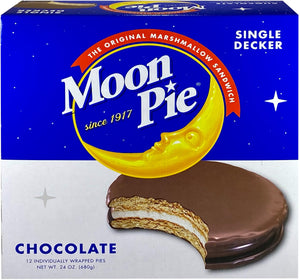 MoonPie Single Decker Chocolate Flavored Marshmallow Sandwich - 12 Count