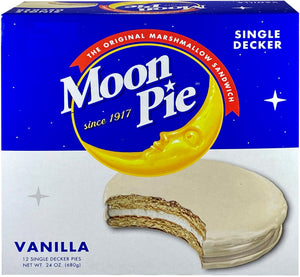 MoonPie Single Decker Vanilla Flavored Marshmallow Sandwich - 12 Count