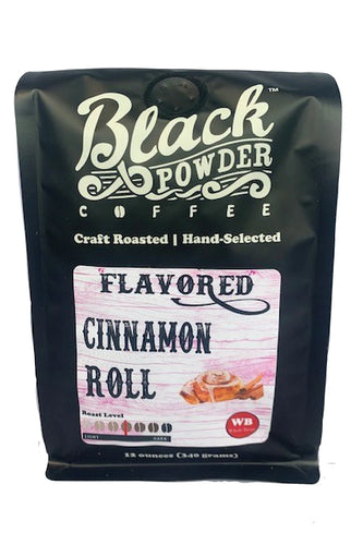 Black Powder Coffee Cinnamon Roll Flavored Ground Coffee - 12 Ounce