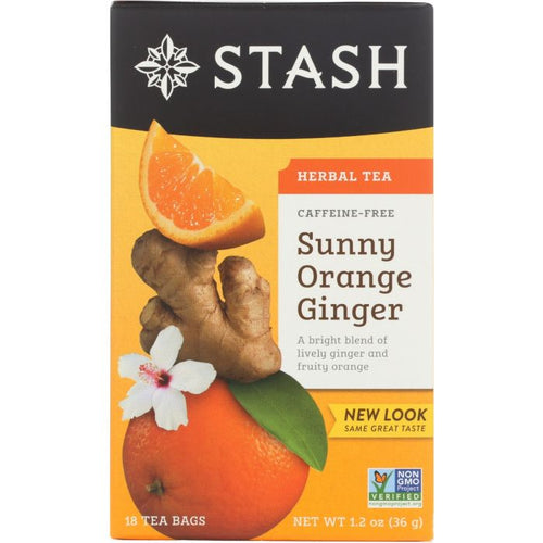 Stash Tea Sunny Orange Ginger Caffeine Free Herbal Tea Bags - 18 Count