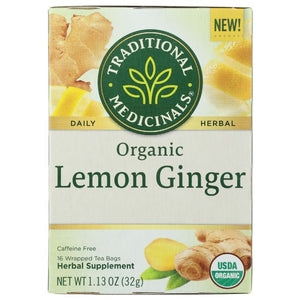 Traditional Medicinals Lemon Ginger Caffeine Free Herbal Tea - 16 Count